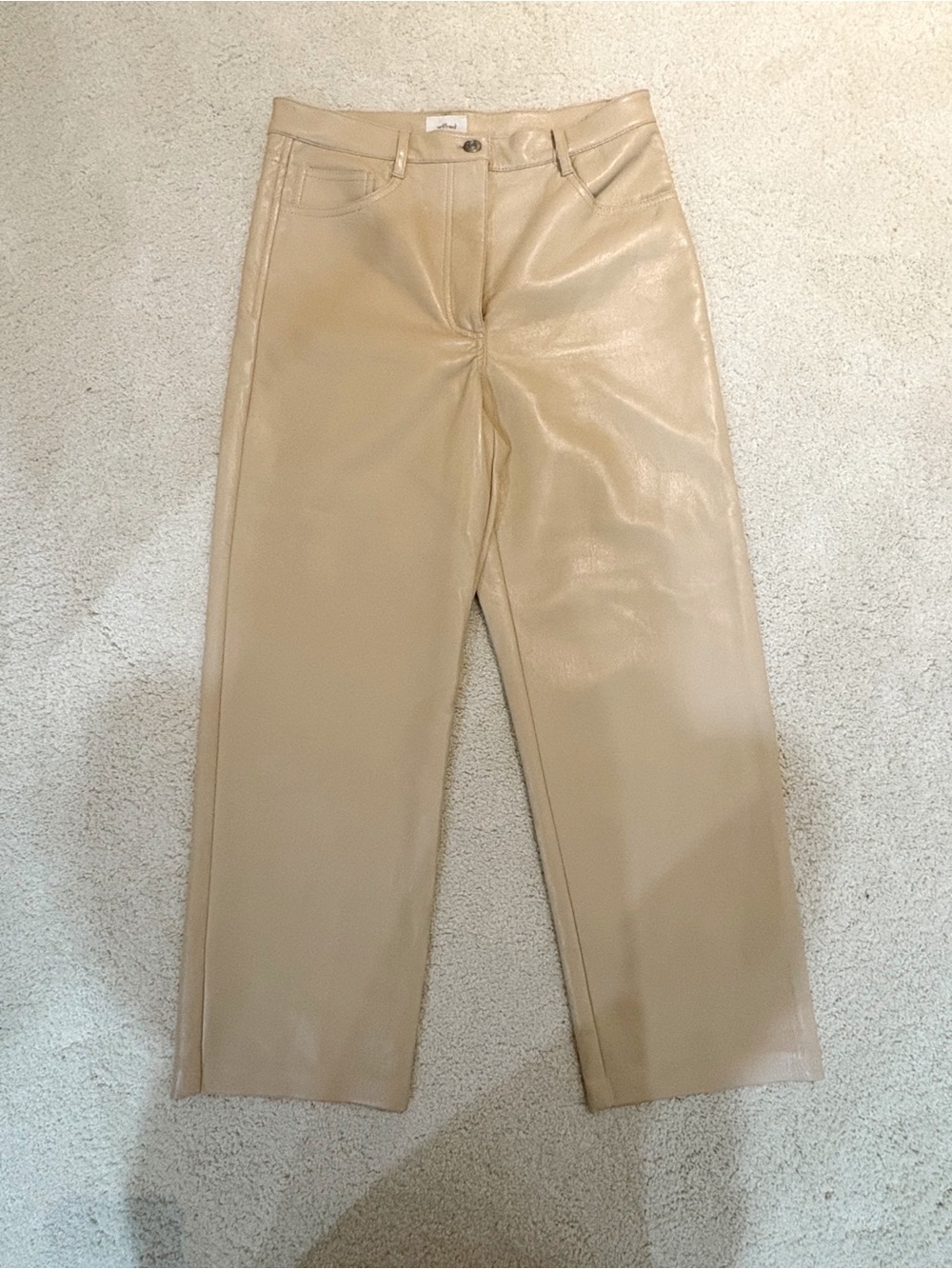 Aritzia Wilfred Beige Faux Leather Straight Women’s Pants Size 8